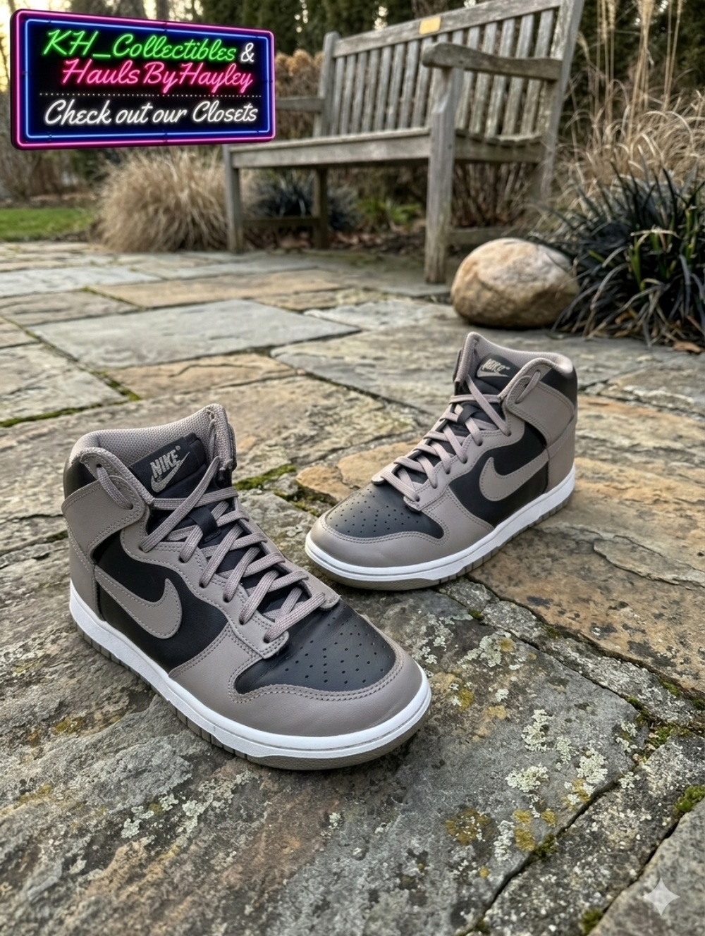 Nike Dunk High Moon Fossil Black Brown Leather Sneakers Women’s 8